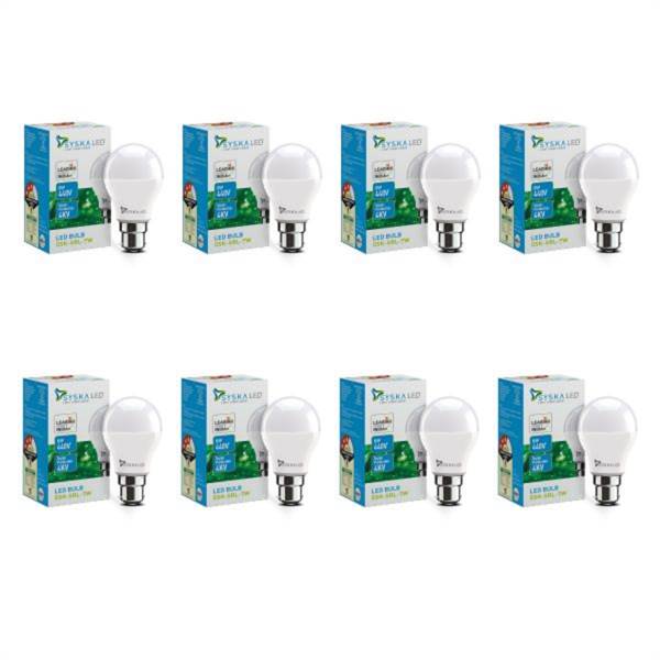 SYSKA 7 W LED Bulb with 50000 Hours Life Span, Energy Saving, No-Mercury-White (Pack of 8)